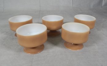 Five Vintage Fire King Brown Dessert Bowls