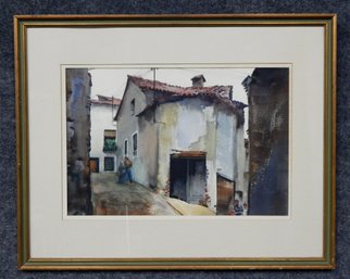 Charles A. Mahoney (1906 - 1992) Old City View Watercolor