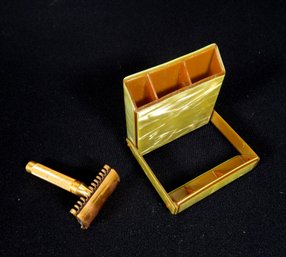 Vintage Art Deco Gillette Safety Razor Celluloid Case