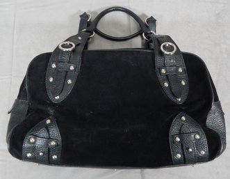 Women's Furla Black Suede And Leather Purse/Tote