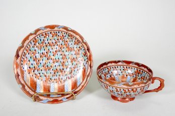 Vintage Japanese Thousand Faces Cup And Saucer