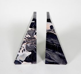 Italian Black Marble Stone Bookends