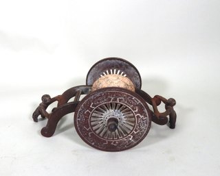 Vintage Asian Cast Iron Figural Rolling Cart Planter