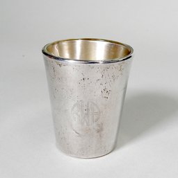 Art Deco Sterling Silver Reed & Barton Cocktail Bar Jigger Glass Liner Gold Wash