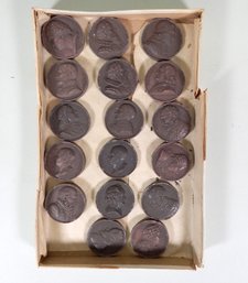 Set Of 17 Antique Plaster Intaglio Medallion Casts