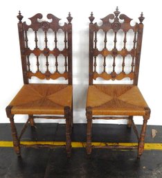 Pair Carved Wood Chairs