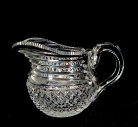 Fine Vintage Diamond & Step Cut Glass Cream Jug Small Pitcher