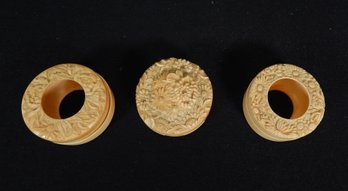 Set 3 Antique Asian Hand Carved Boxes