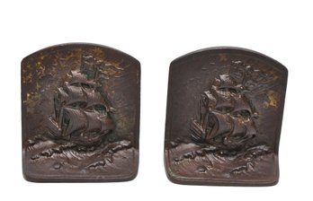 Vintage Cast Iron Clipper Ship Bookends