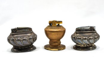 Lot 3 Vintage RONSON Crown & Leona Table Cigarette Lighters