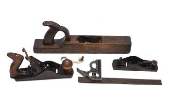 Lot 4 Antique Wood/ Metal Planes & Square Level