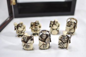 Set 7 Netsukes In Display Box