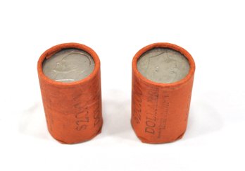 Two $20 Bank Rolls 1972, 1976 Eisenhower Dollar Coins Unopened
