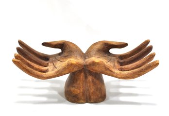 Vintage Buddha Hands - Carved Wooden Sculpture