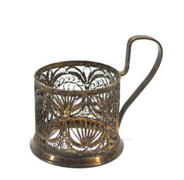 Vintage USSR - Soviet Era 800 Silver & Gild Filigree Tea Cup Holder