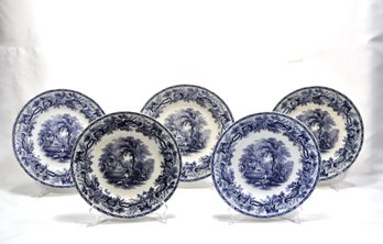 Set 5 Antique Davenport ' English Scenery' Plates