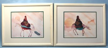 Pair J.C. MADDEN Female Native On Horse Prints