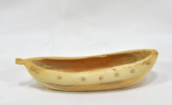 Vintage Hand Carved Walrus Inuit Boat