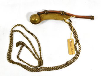 Vintage Nautical Brass & Copper Whistle Signal Flute Whistle