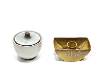 Vintage Signed Art Pottery Container And Candle Holder