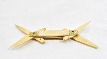 Antique Sailor's Made Hand Carved Bone Folding Knife