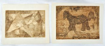 RUTH WINSOR (1903-1983) Original Etchings ' Deer Memories' & ' Poodle'