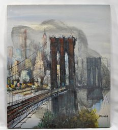Suzanne Duchamp (1889 - 1963) NY The Brooklyn Bridge Oil Painting