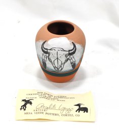 Small Vintage Native American Art Pottery Vase With COA