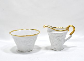 Antique Royal Stafford 'Old English Oak' Creamer And Sugar Bowl, England