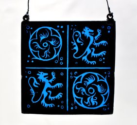 Vintage Stained Glass Blue Suncatcher