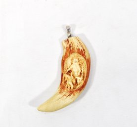 Carved Bear Tooth Scrimshaw Bear & Gees