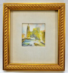 Vintage Miniature Landscape Watercolor - Signed