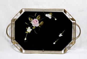 Vintage Hand Painted Rosed Serving Tray Fine Art Studio