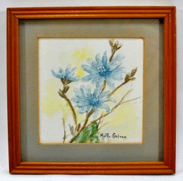 Myrtle Carlson( XX Century) Miniature Flower Watercolor Painting