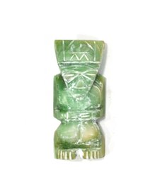 Vintage Aztec Figure Hand-Carved Heavy Jade Brooch