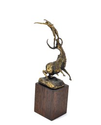 Miniature Brutalist Nude On Bull Bronze Sculpture