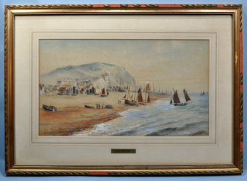 Antique ' Old Hastings' Watercolor Painting