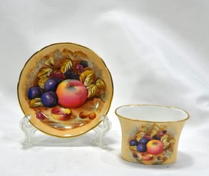 Vintage AYNSLEY English Bone China Toothpick Holder & Saucer