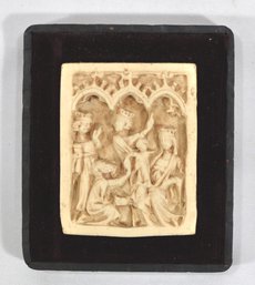 Vintage Miniature High Relief Carved Plaque- Ancient Scene