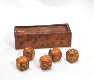 Vintage Wooden Dice Set With Burlwood Box