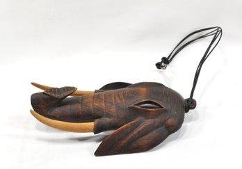 Vintage Hand Carved Wood Elephant Head