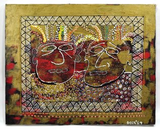 Faces - Abstract Oil Painting Signed BECK