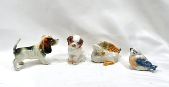 Group Of Vintage Animal Figures: Dog, Swan, Bird