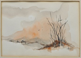 Original Vintage Landscape Watercolor Painting - Signed
