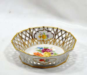 Small Vintage Schumann Bavaria Handcut Reticulated Bowl