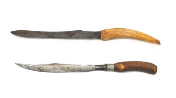 Lot 2 Vintage Knifes With Stag Handles