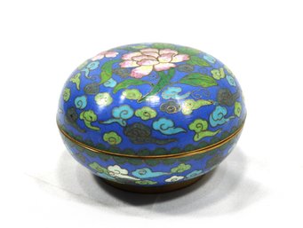 Vintage Asian Brass Cloissone Enamel Round Box