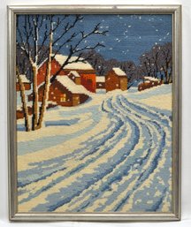 Vintage Embroidery Farm In Winter