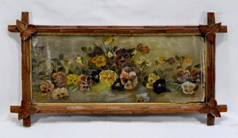 Antique Pansy Flower Oil Painting