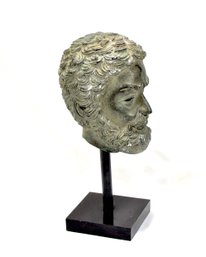 Ancient Greek Bronze Philosopher Head Sculpture